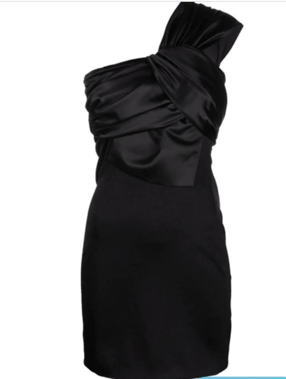 NWT Just Cavalli Sz 40 IT Roberto Cavalli Black Satin One-Shoulder Dress